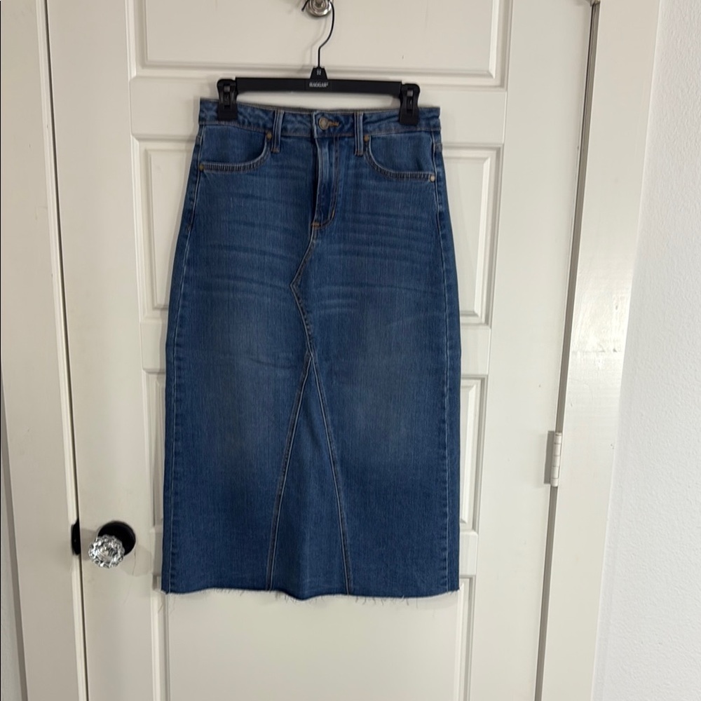 Blue Denim Midi Skirt